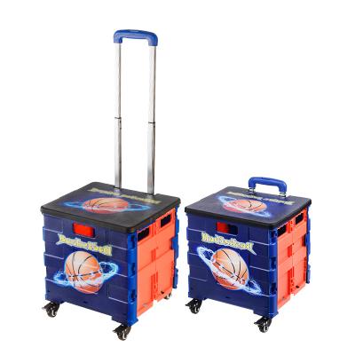 China Color Image LOGO Promotional Gifts Plastic Foldable Wholesale Supermarket Shopping Cart for sale