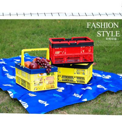 China Sustainable Plant Collapsible Shopping Food Fruit Vegetables Drinks Outdoor Picnic Basket With Lid for sale