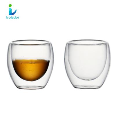 China OEM 350ml Double Wall Glass Coffee Cups Clear Disposable Borosilicate Glass Cups for sale