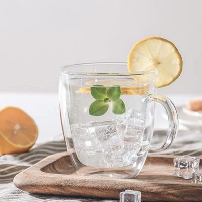 China Sustainable Double Wall Glass Mug With Stand for sale