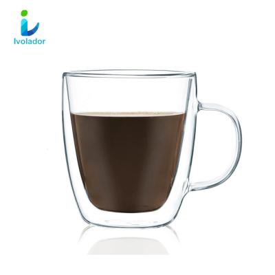 China Sustainable Luxury Double Wall Glass Mug USA for sale