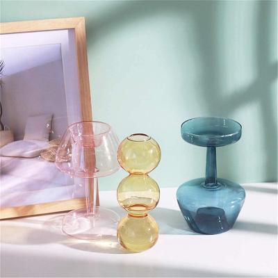 China Eco - Friendly Modern Clear Small Bud Vases For Home Decor Flowers Hand Medium Amber Borosilicate Blown Amber Vase for sale