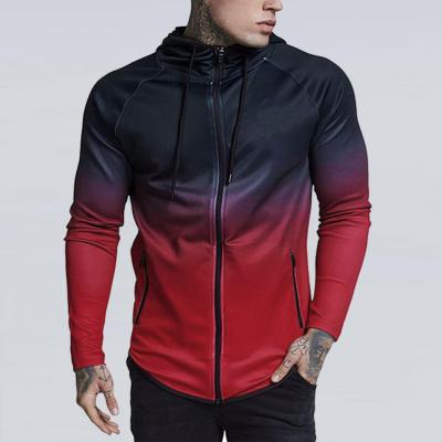 China New men's fashion casual spring gradient jacket zipper hooded sweatshirt plus size and autumn trend high street windproof for sale