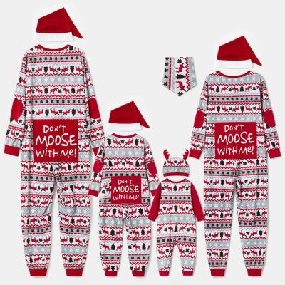 China Parent-child pajamas breathable hot selling one-piece Christmas print European and American style pajamas for sale