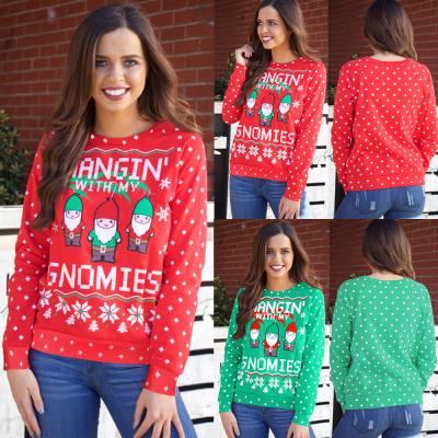 China Winter Anti-wrinkle Christmas Sweater Thick Warm Ladies Sweaters Plus Size Santa Printing Casual Sweater for sale