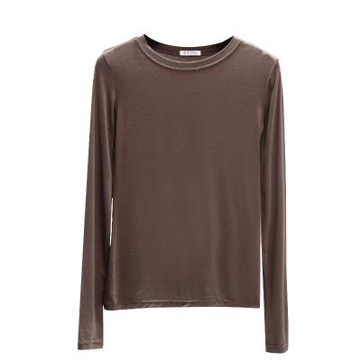 China Solid Color Multi-size T-shirt Women's Autumn Slim Round Neck Breathable Long Sleeve T-shirt for sale