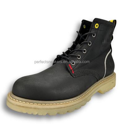 China High quality deodorization and wear-resistant fashionable black leather boots and waterproof boots for men for sale