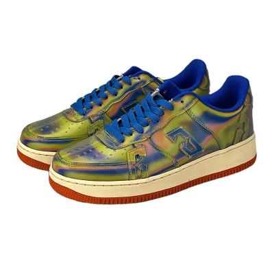 China Retro High Quality Custom Air Quality Patent Leather Hologram Leather Air Force Sneakers Shoes for sale