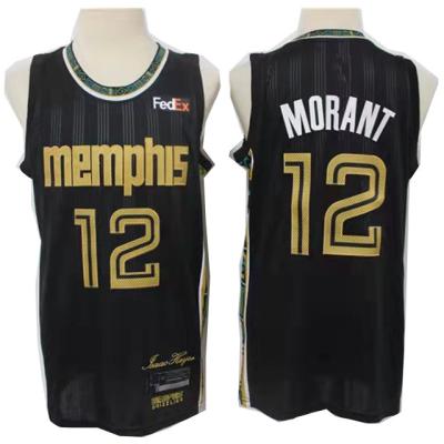 China Best Quality Antibacterial Wholesale Gray Bears Ja Morant #12 Sports Jersey Basketball for sale