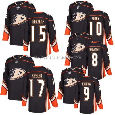 China Wholesale 100% Polyester Fabric Anaheim Ducks Quilted Team Uniform #15 Getzlaf Men's Ice Hockey Blue Tank Top for sale