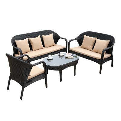 China E-022 Luxury Outdoor Rattan Garden Furniture Modern Hot Selling Simple Rattan Sofa Set for sale