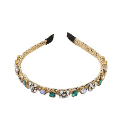 China Fashion luxury zircon gemstones ladies golden colorful diy style headbands new daily head bands for sale