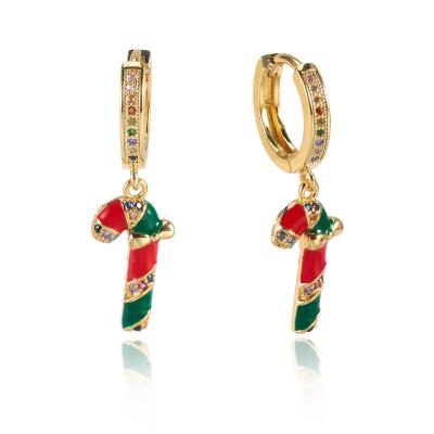 China TRENDY Christmas Series Micro-Inlaid Zircon Earrings Christmas Tree Bells Snowman Finish Earring for sale