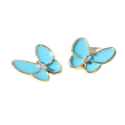 China Trendy Copper Material With Gold Plated Oil Drip Butterfly Earrings With Zircon for sale