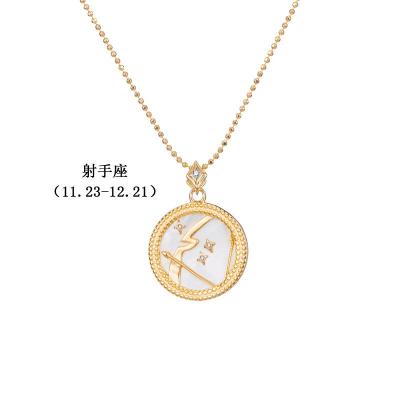 China Vintage Lucky Zircon 12 Necklace Shell Clavicle Copper Border Micro-Inlaid Copper White Blue Black Chain for sale