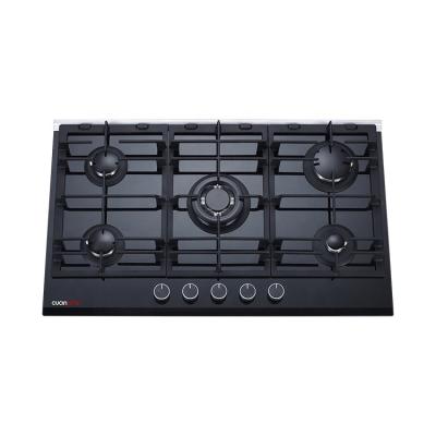 China Household Competitive Price Tempered Glass 5 Burner Gas Hob Used For Home Kitchen for sale