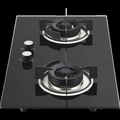 China Household 2 Button Control Gas Stove Main Energy Saving Tempered Glass Gas Stove for sale