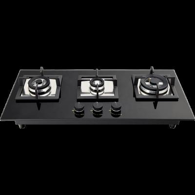 China Household Kitchen 3 Burner Tempered Glass Fire Energy Saving Gas Stove for sale