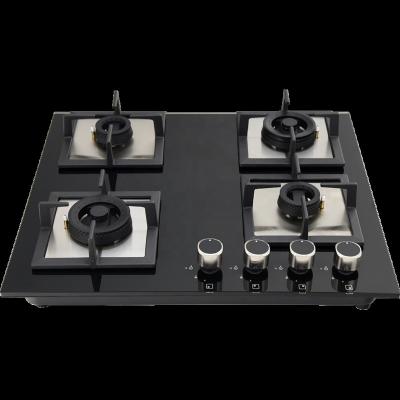 China Glass Top Household 4 Burners Kitchen Cooking Gas Stove With Safety Device for sale