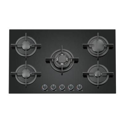 China Household Cooking Appliances Tempered Glass 5 Burner Gas Cooktop for sale