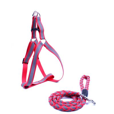 China Hot Selling Pet Products Reflective Braided Rope Dog Leashes And Reflective Dog Harness for sale