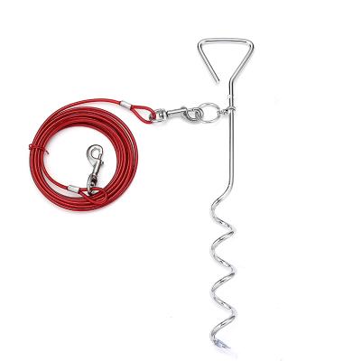 China Viable Fixed Dog Activities for Travel or Outdoor Activities Wire Rope Dog Tie Lead Leashes with Metal Pet Stakes for sale