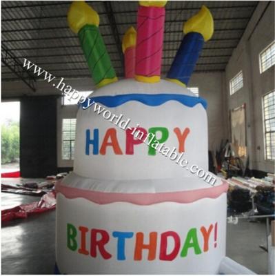 China Bright and colourful, inflatable birthday cake saying happy birthday for sale