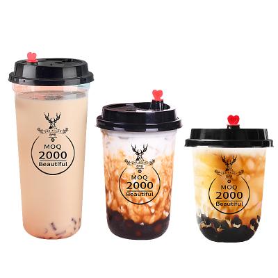 China Custom Single Wall Disposable Logo Transparent Plastic Milk Tea Cups Maker for sale