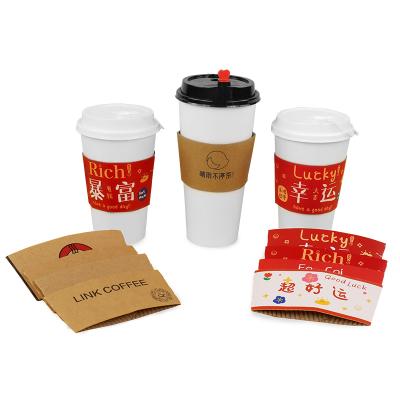 China Wholesale Recyclable Custom Different Style Printing Logo Paper Cup Sleeve Event Support Custom Paper Cup Sleeves for sale