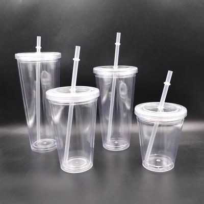 China Viable New Design Logo Tumbler Reusable Bubble Tea Custom Printed Plastic Cup And Straw 12oz 16oz 20oz for sale