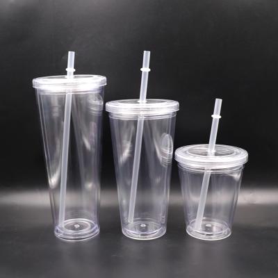 China High Temperature Resistance Custom Logo 360ml 500ml 600ml 700ml Boba Reusable Plastic Cups With Lids And Straws for sale