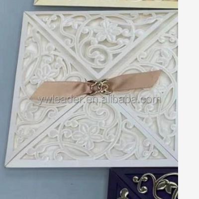 China China White Color Elegant Laser Cut Invitation Card for sale