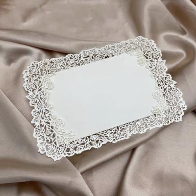 China White Europe Color Paper Laser Cut Floral Wedding Invitation Cards for sale