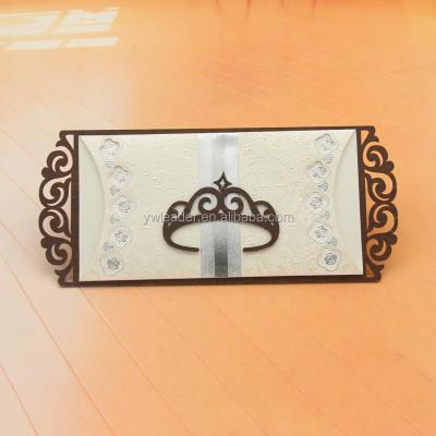 China europe royal pearlpaper crown lasercut wedding invitation cards convite casamento for sale