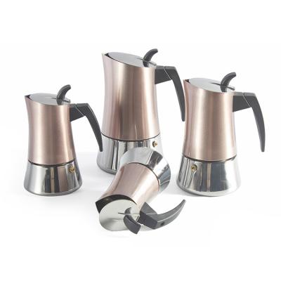 China Cheap Viable Color 304 Italian Coffee Maker Stainless Steel Moka Pot Logo S/S for sale