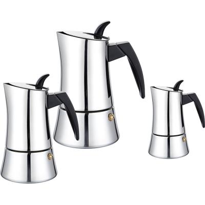 China New Color 304 Italian Sustainable Wholesale Moka Pot OEM Stovetop Stainless Customized for sale