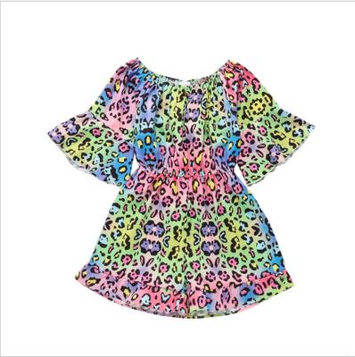 China Breathable Boutique Kid Girls Dress Colorful Printed Skirt Summer Shorts Sleeve Kids Casual Dress for sale