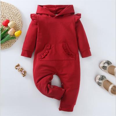 China Baby Boy and Girls Solid Rompers Baby Life Custom Romper Home Button Pocket Sweet Princess Bodysuit Kid Jumpsuit for sale