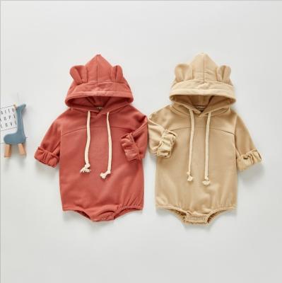 China Home Life In Onesie Baby Boy Sweater Roupa Infantil Running Cute Bear Romper Solid Long Sleeve Hooded Clothes for sale