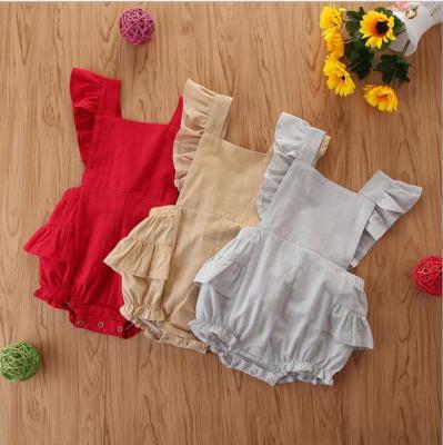 China Wholesale Sleeve Ruffle Children's Summer Home Life Little Girl's Strap Overalls Baby Jumpsuits Rompers for sale