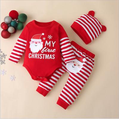 China Hip Hop Baby 3pcs Long Sleeve Christmas Romper Costume Christmas Kid Costume Newborn Toddler Clothing Set For Gift for sale