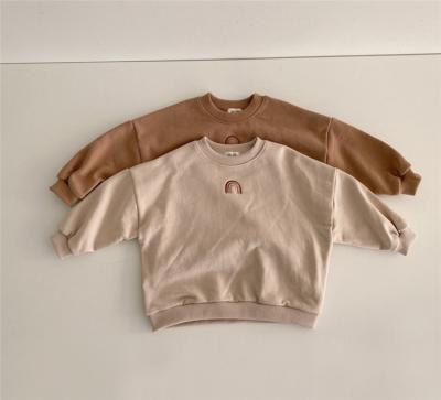 China Breathable Toddler Girl Tops French Terry Baby Cotton Embroidery Rainbow Kid Casual Sweatshirt for sale