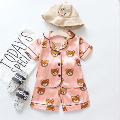 China Summer Home Wear Kids Children Pajamas Spot Breathable Silk Short Sleeve Baby Clothes Clothes Suit for sale