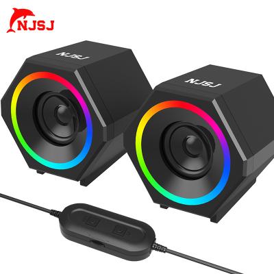 China No NJSJ 2.0 Portable Gaming Computer Speaker With Surround 4D RGB Stereo Sound PC Speakers for sale