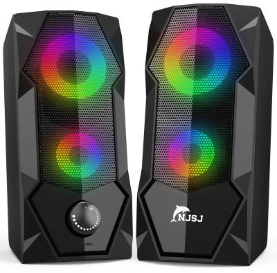 China No NJSJ Gaming Computer Speaker, USB Powered RGB Speaker for Desktop, PCs, Laptop, Portable USB Desktop Speaker for sale