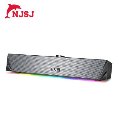 China NJSJ PORTABLE 10W Wired Mini Computer Speakers Gaming Sound Bar RGB Colorful Lights USB Powered Soundbar Stereo Speakers for sale