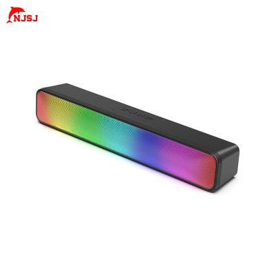 China None of NJSJ BT Computer Speakers with RGB Light Wired Computer Stereo USB Sound Bar Powered Gaming Speakers for PC Tablets Laptop for sale