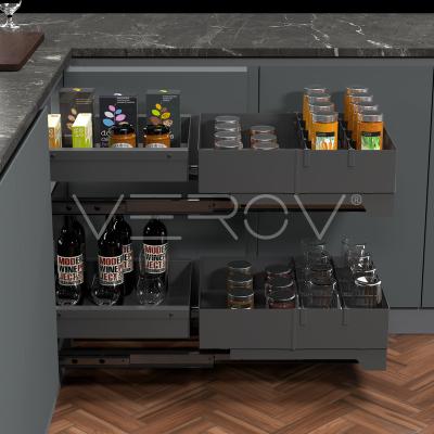 China Full Pull-Out Storage For Corner Cabinet Verov Storage Sideboard Soft End 900mm OEM Customized Steel Wood Store for sale