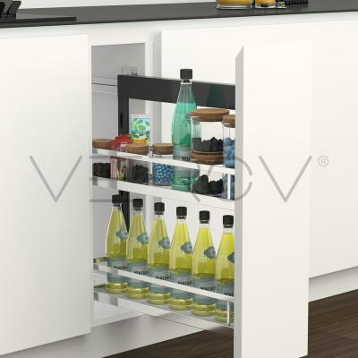 China Base Cupboard System For Side Mount Pull-Push Function Verov Soft End Flat Line Pull Out Storage Baskets Kitchen Bottle Pull Out Basket for sale