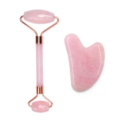 China High Quality 100% Pure Natural Jade Facial Double Face Jade Face Lift Jade Roller Silent Gua Sha Jade Roller Beauty Stone Tips for sale